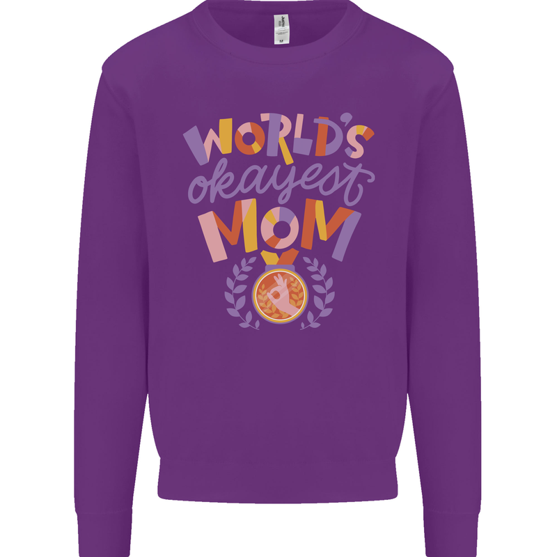 Worlds Okayest Mom Mothers Day Mummy Kids Sweatshirt Jumper Purple