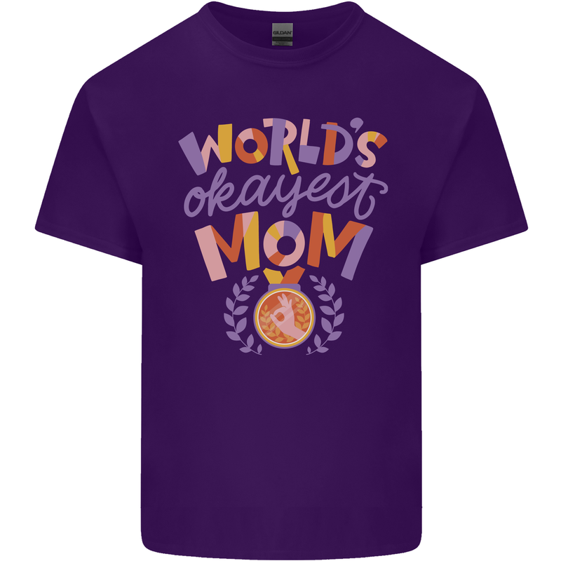 Worlds Okayest Mom Mothers Day Mummy Mens Cotton T-Shirt Tee Top Purple