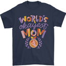 Worlds Okayest Mom Mothers Day Mummy Mens T-Shirt 100% Cotton Navy Blue