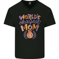 Worlds Okayest Mom Mothers Day Mummy Mens V-Neck Cotton T-Shirt Black