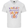 Worlds Okayest Mom Mothers Day Mummy Mens V-Neck Cotton T-Shirt White