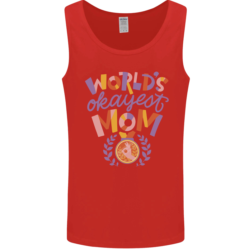 Worlds Okayest Mom Mothers Day Mummy Mens Vest Tank Top Red