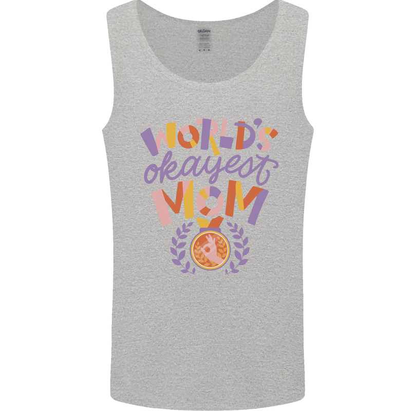 Worlds Okayest Mom Mothers Day Mummy Mens Vest Tank Top Sports Grey
