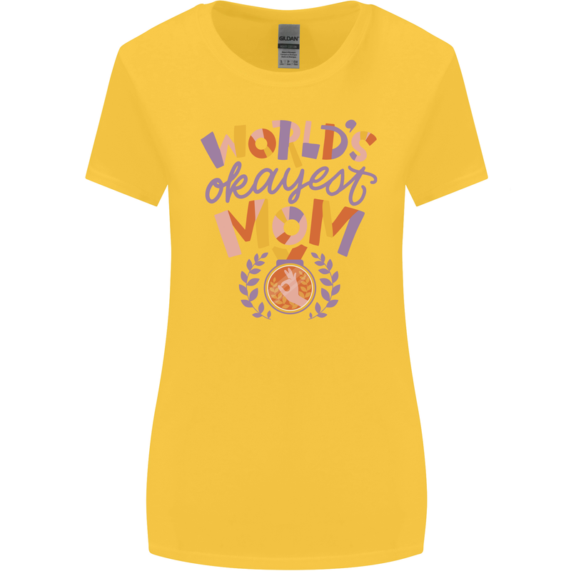 Worlds Okayest Mom Mothers Day Mummy Womens Wider Cut T-Shirt Yellow