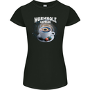 Wormhole Express Funny Coffee Planets Space Womens Petite Cut T-Shirt Black