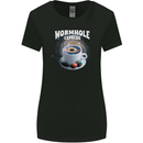 Wormhole Express Funny Coffee Planets Space Womens Wider Cut T-Shirt Black
