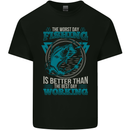 Worst Day Fishing Better Than Working Mens Cotton T-Shirt Tee Top Black
