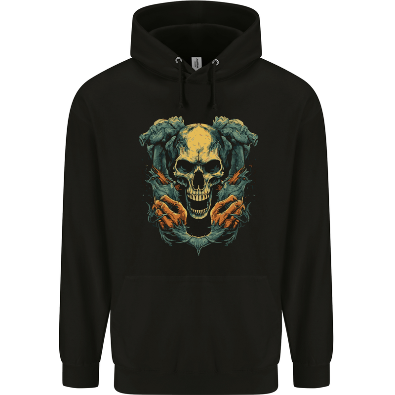Wretched Skull Evil Demonic Halloween Demon Mens 80% Cotton Hoodie Black