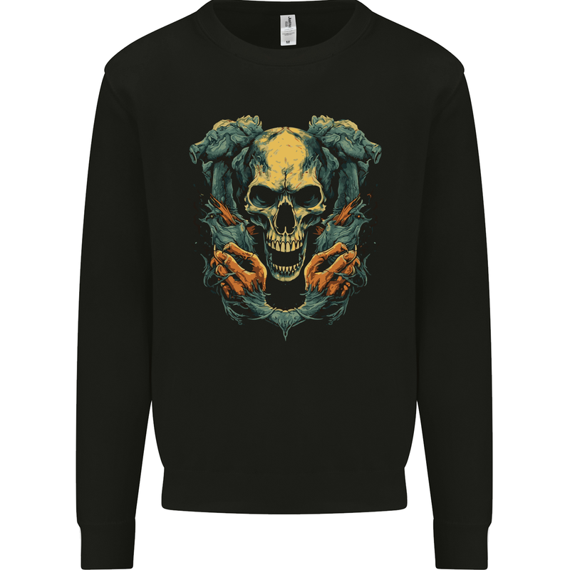 Wretched Skull Evil Demonic Halloween Demon Mens Sweatshirt Jumper Black