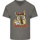 Wuff Wuff Madafacas Funny Dog Mens V-Neck Cotton T-Shirt Charcoal