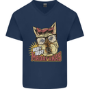Wuff Wuff Madafacas Funny Dog Mens V-Neck Cotton T-Shirt Navy Blue