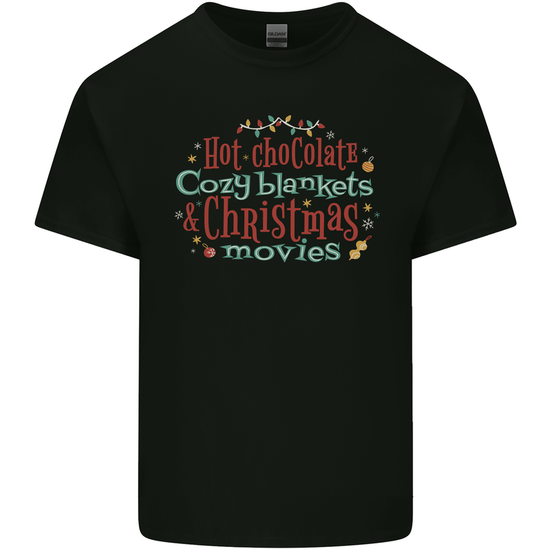 Xmas Hot Chocolate & Movies Funny Christmas Kids T-Shirt Childrens Black