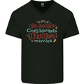 Xmas Hot Chocolate & Movies Funny Christmas Mens V-Neck Cotton T-Shirt Black
