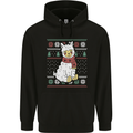 Xmas Llama Wearing a Christmas Scarf Childrens Kids Hoodie Black