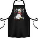 Xmas Llama Wearing a Christmas Scarf Cotton Apron 100% Organic Black