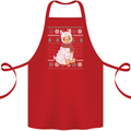 Xmas Llama Wearing a Christmas Scarf Cotton Apron 100% Organic Red