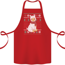 Xmas Llama Wearing a Christmas Scarf Cotton Apron 100% Organic Red