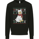 Xmas Llama Wearing a Christmas Scarf Kids Sweatshirt Jumper Black