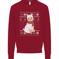 Xmas Llama Wearing a Christmas Scarf Kids Sweatshirt Jumper Red