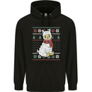 Xmas Llama Wearing a Christmas Scarf Mens 80% Cotton Hoodie Black