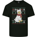 Xmas Llama Wearing a Christmas Scarf Mens Cotton T-Shirt Tee Top Black