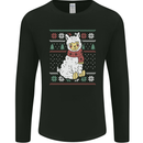Xmas Llama Wearing a Christmas Scarf Mens Long Sleeve T-Shirt Black