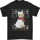 Xmas Llama Wearing a Christmas Scarf Mens T-Shirt 100% Cotton Black
