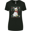 Xmas Llama Wearing a Christmas Scarf Womens Wider Cut T-Shirt Black