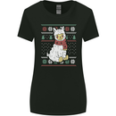 Xmas Llama Wearing a Christmas Scarf Womens Wider Cut T-Shirt Black