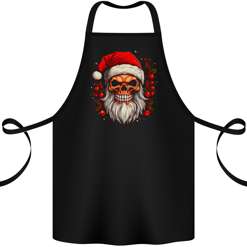 Xmas Santa Skull Christmas Bah Humbug Biker Cotton Apron 100% Organic Black