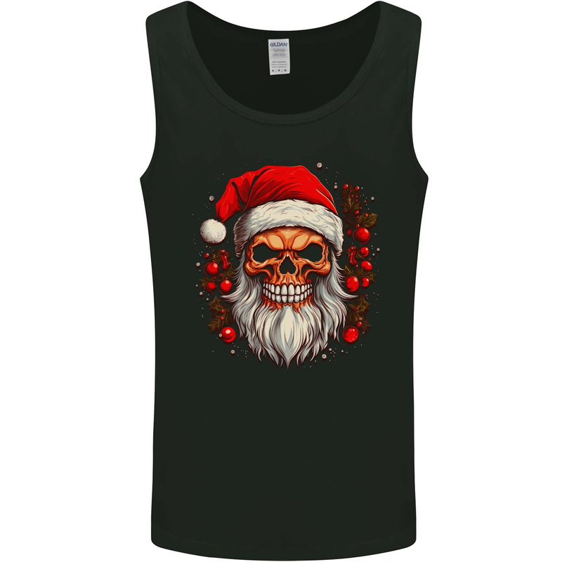 Xmas Santa Skull Christmas Bah Humbug Biker Mens Vest Tank Top Black