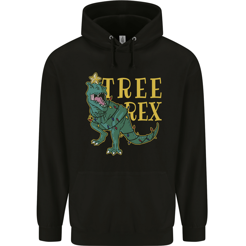 Xmas Tree Rex Funny Christmas T-Rex Dinosaur Childrens Kids Hoodie Black