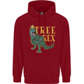 Xmas Tree Rex Funny Christmas T-Rex Dinosaur Childrens Kids Hoodie Red