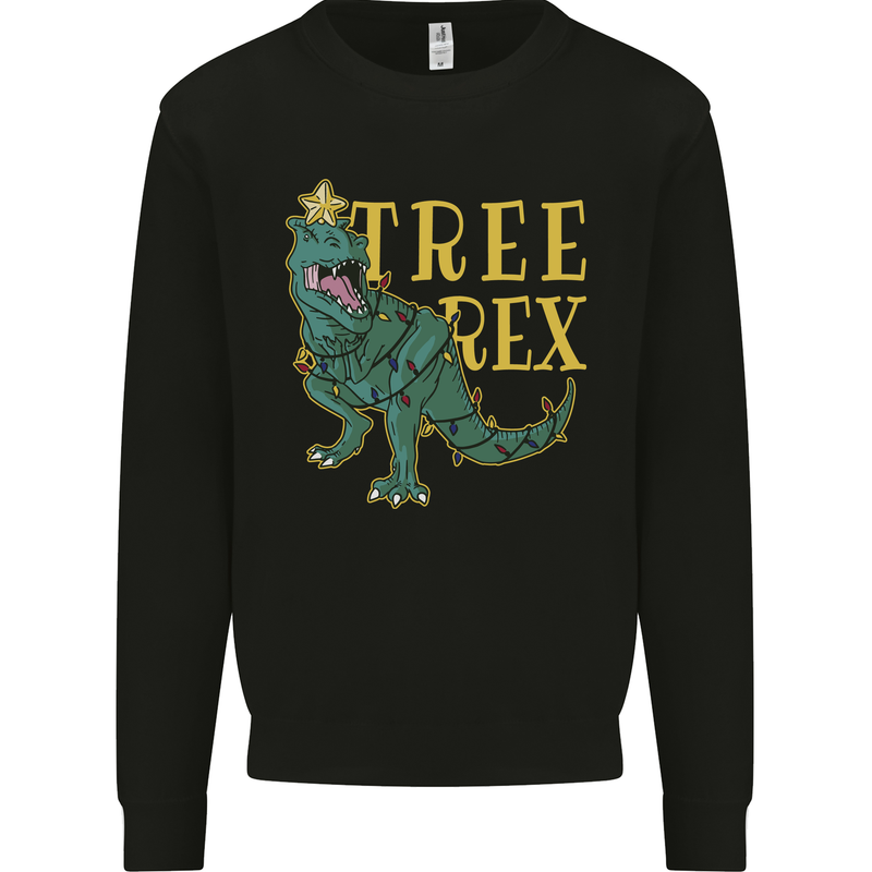 Xmas Tree Rex Funny Christmas T-Rex Dinosaur Kids Sweatshirt Jumper Black