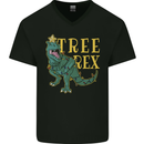 Xmas Tree Rex Funny Christmas T-Rex Dinosaur Mens V-Neck Cotton T-Shirt Black