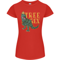 Xmas Tree Rex Funny Christmas T-Rex Dinosaur Womens Petite Cut T-Shirt Red