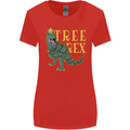 Xmas Tree Rex Funny Christmas T-Rex Dinosaur Womens Wider Cut T-Shirt Red