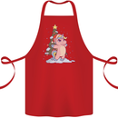 Xmas Unicorn Christmas Tree Cotton Apron 100% Organic Red