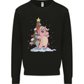 Xmas Unicorn Christmas Tree Kids Sweatshirt Jumper Black