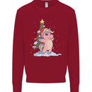 Xmas Unicorn Christmas Tree Kids Sweatshirt Jumper Red