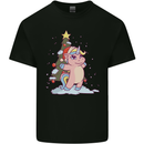Xmas Unicorn Christmas Tree Kids T-Shirt Childrens Black