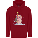 Xmas Unicorn Christmas Tree Mens 80% Cotton Hoodie Red