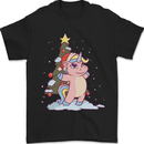 Xmas Unicorn Christmas Tree Mens T-Shirt 100% Cotton Black