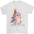 Xmas Unicorn Christmas Tree Mens T-Shirt 100% Cotton White