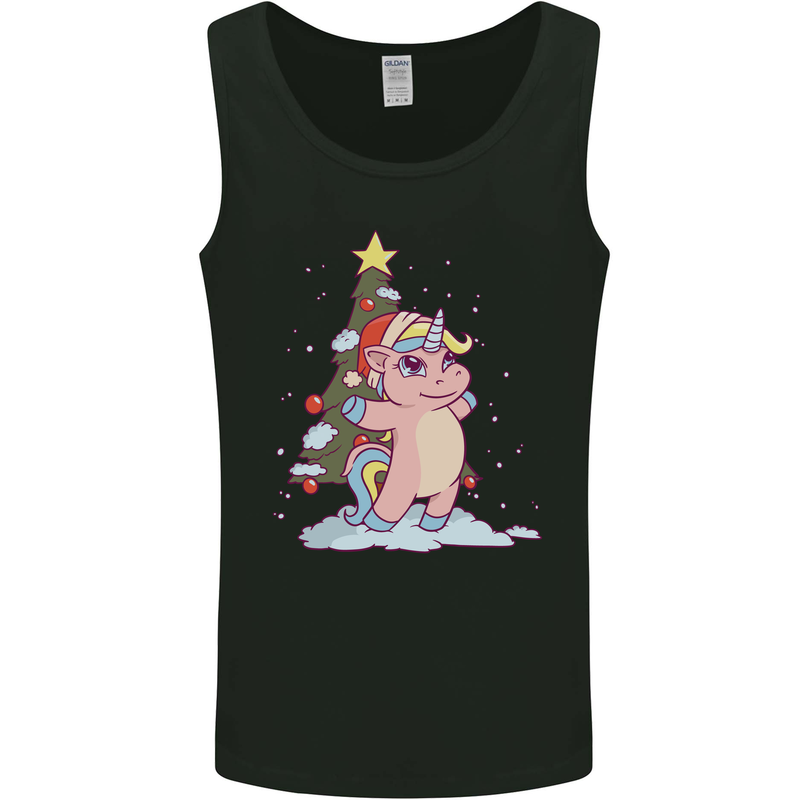 Xmas Unicorn Christmas Tree Mens Vest Tank Top Black