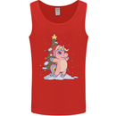 Xmas Unicorn Christmas Tree Mens Vest Tank Top Red