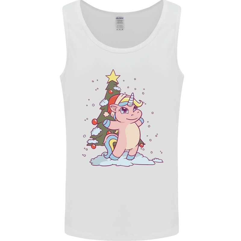 Xmas Unicorn Christmas Tree Mens Vest Tank Top White