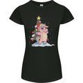 Xmas Unicorn Christmas Tree Womens Petite Cut T-Shirt Black