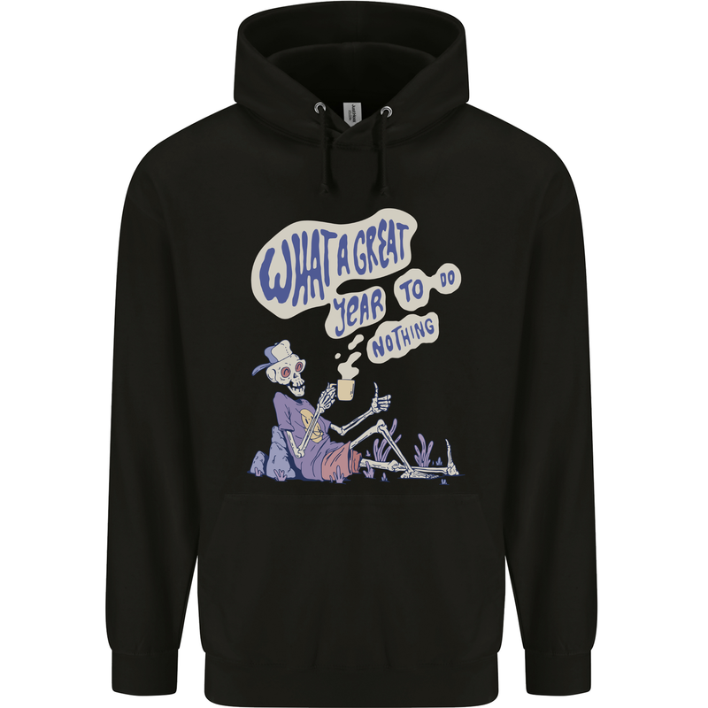 Year to Do Nothing Retired Lazy Sabbatical Mens 80% Cotton Hoodie Black
