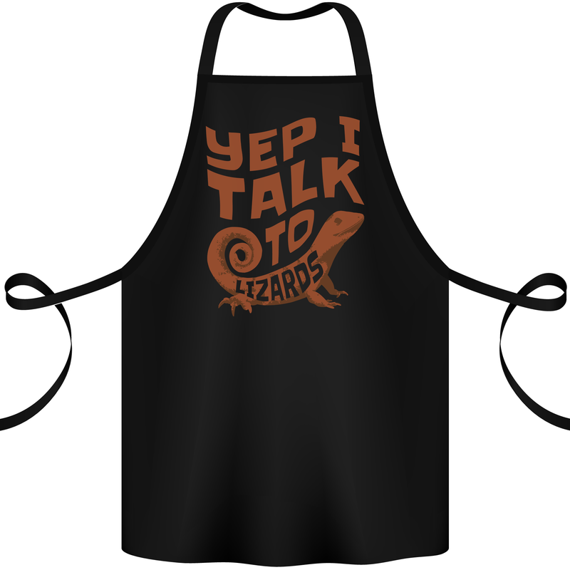 Yep I Talk To Lizards Chameleons Cotton Apron 100% Organic Black